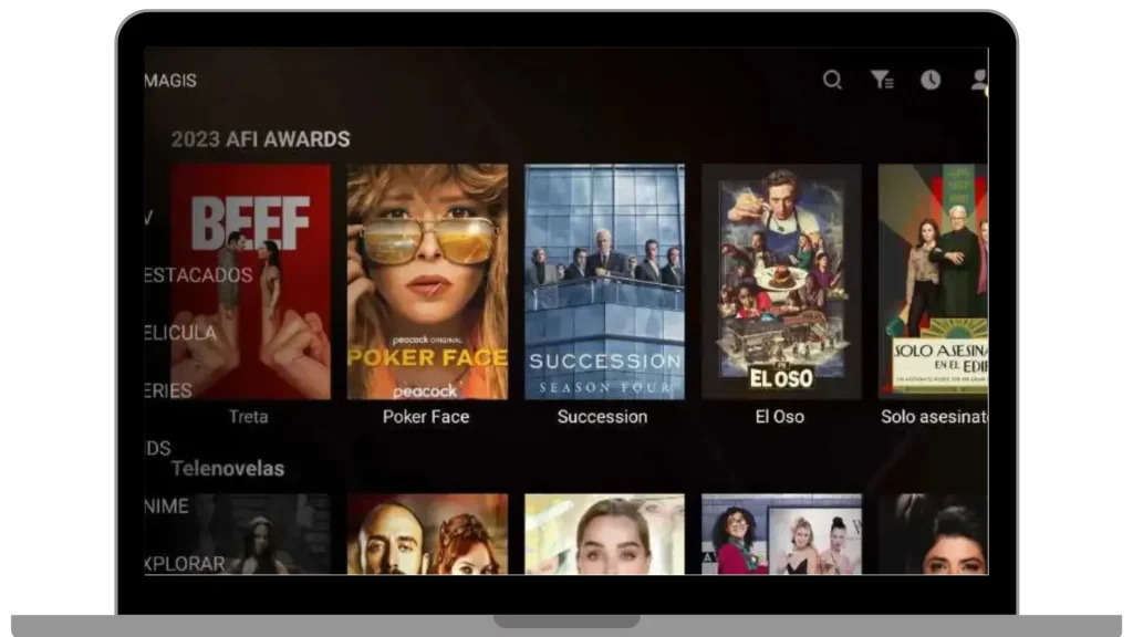 Pantalla que muestra canales ilimitados.